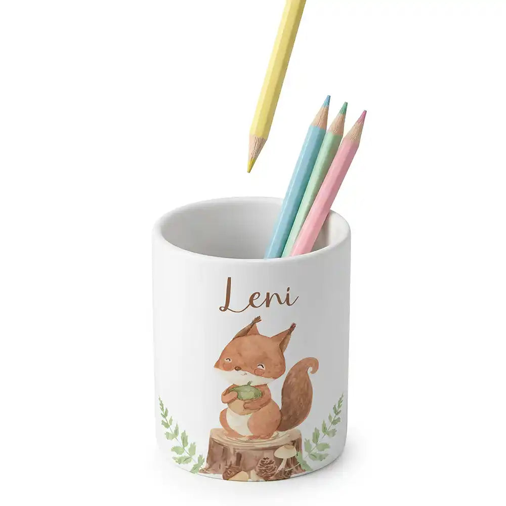 Zahnbürstenhalter Kinder Eichhörnchen - mit Namen aus Keramik
