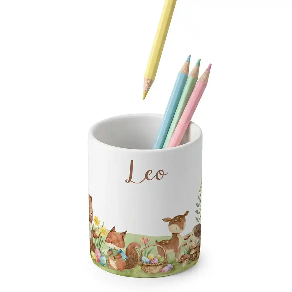 Zahnbürstenhalter Kinder Ostern Frühlingswiese - mit Namen aus Keramik