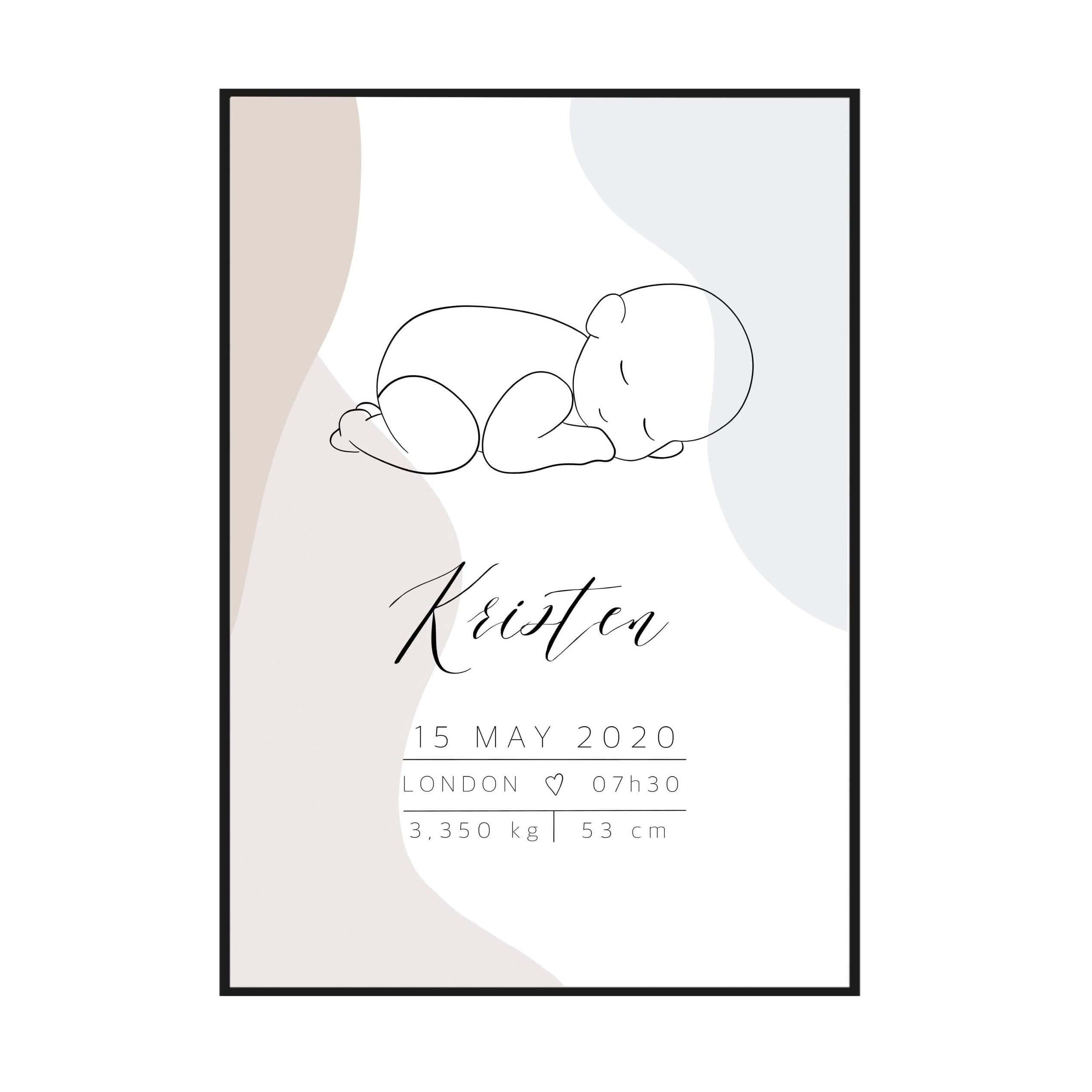 Geburtsposter personalisiert Boho - kidsmuod.com