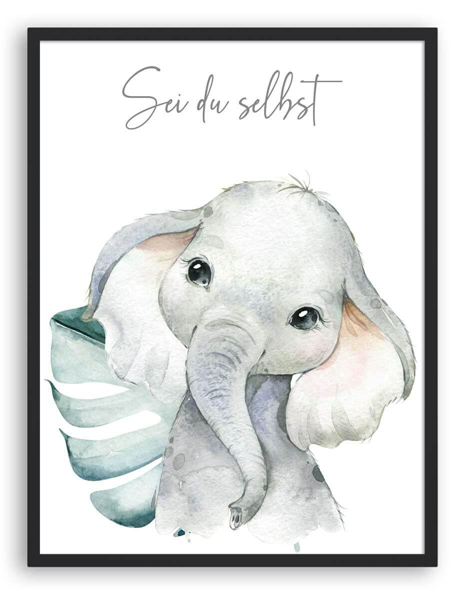 close-up of illustrated elephant on wall poster